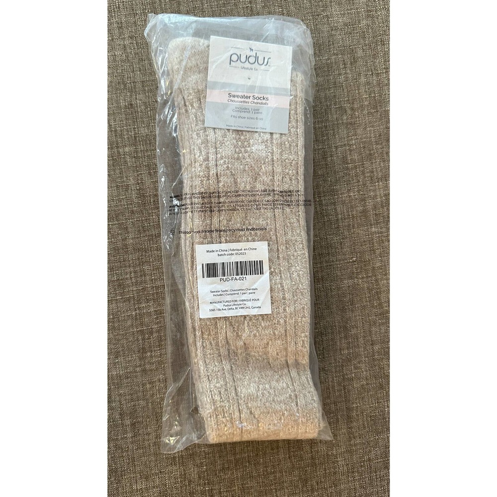 Push’s Sweater Socks Over the Knee Shoe Size 6-10 Cozy Cabin FabFitFun Beige NEW